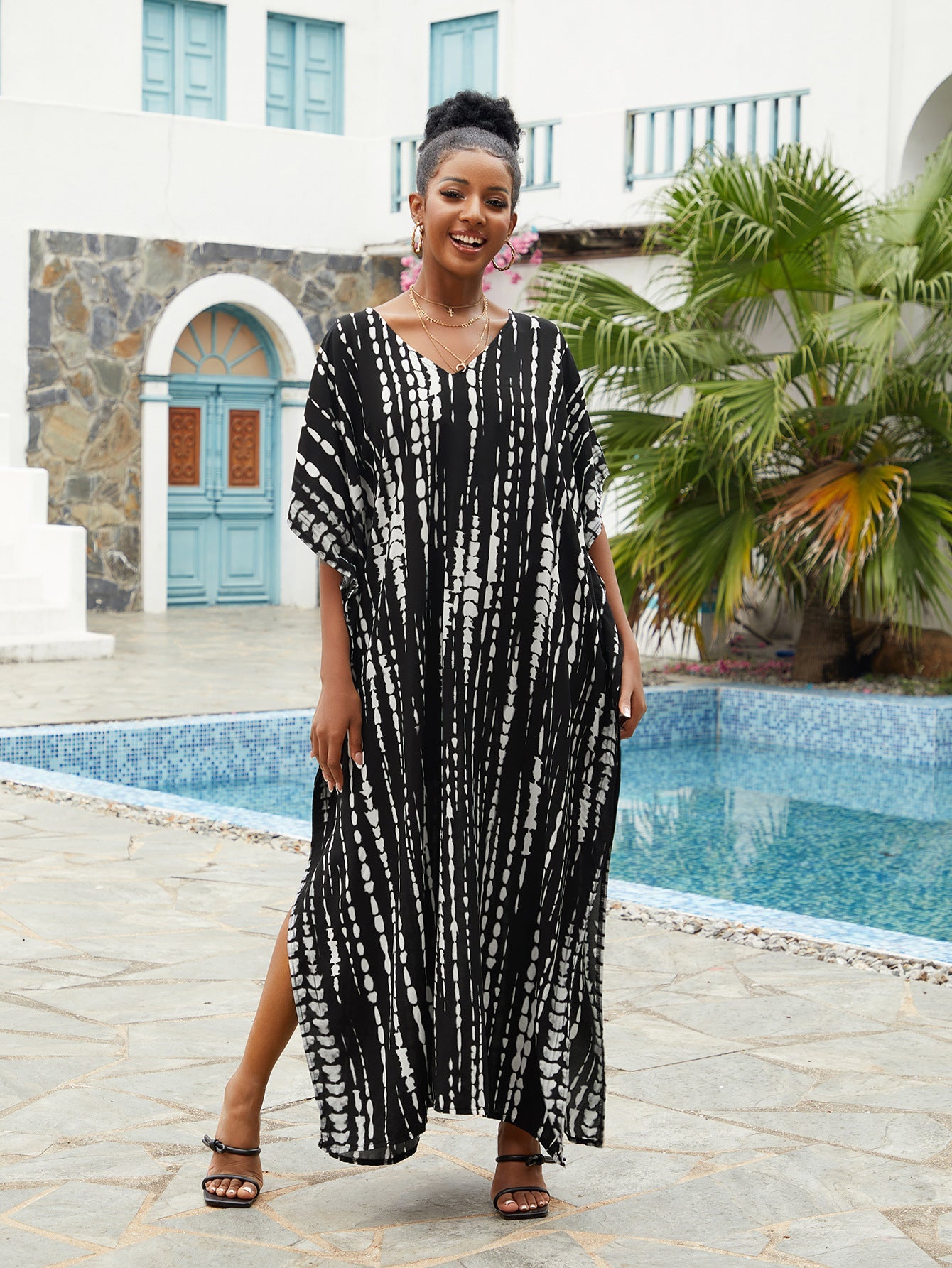 Loose Beach Cover-up Maxi Dress Loose Robe Bikini Swimsuit Outwear Sun Protection Shirt