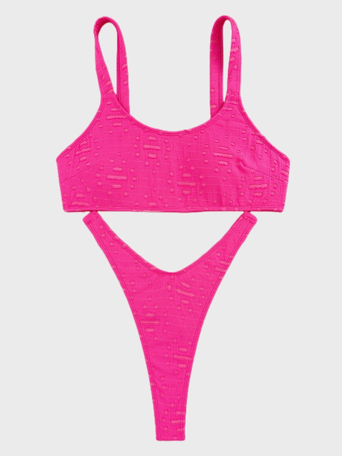 Sexy Bikini Hole Cloth Solid Color Split Swimsuit Swimsuit