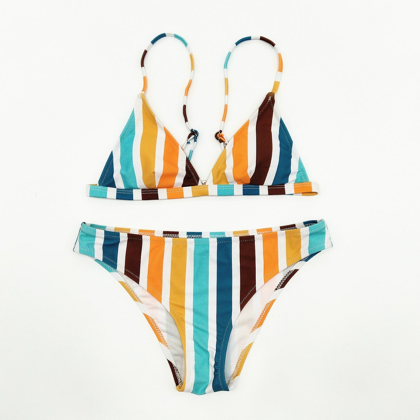 Rainbow Gray Striped Printed Swimsuit Triangle Bikini Sexy Split Swimsuit