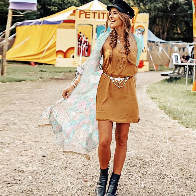 Chiffon Positioning Printing Seaside Beach Jacket Swimsuit Outwear Blouse Vacation Sun Protection Cardigan