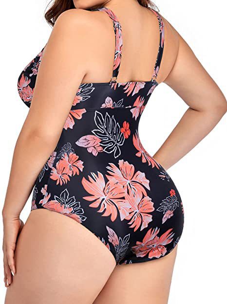 Ladies One Piece Swimsuit Mesh Fabric Stitching Printing Swimsuit Bikini