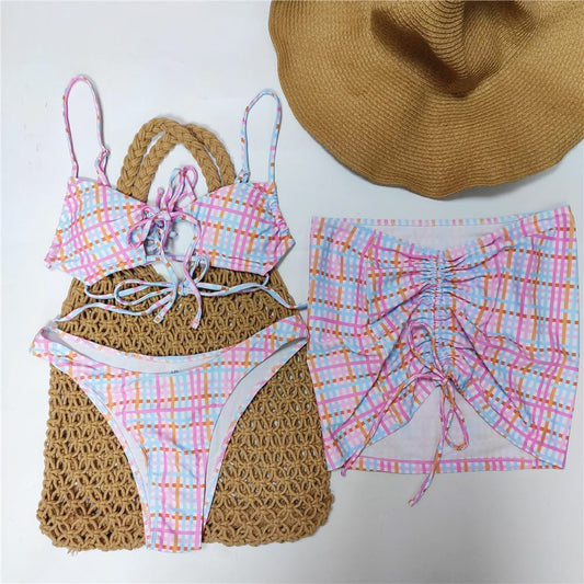 Swimwear Women Printed Three Piece Set Split Swimsuit Bikini