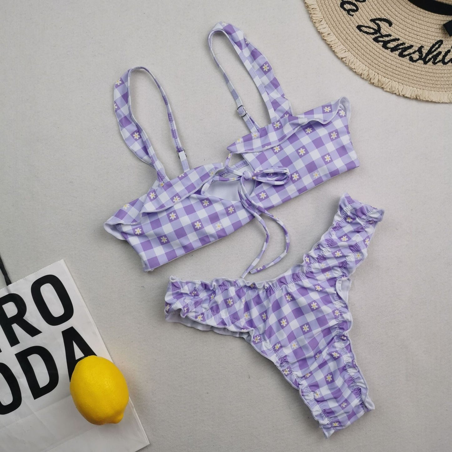 New Multi Color Printed Bikini Fresh Swimsuit Women Lace Split Swimsuit