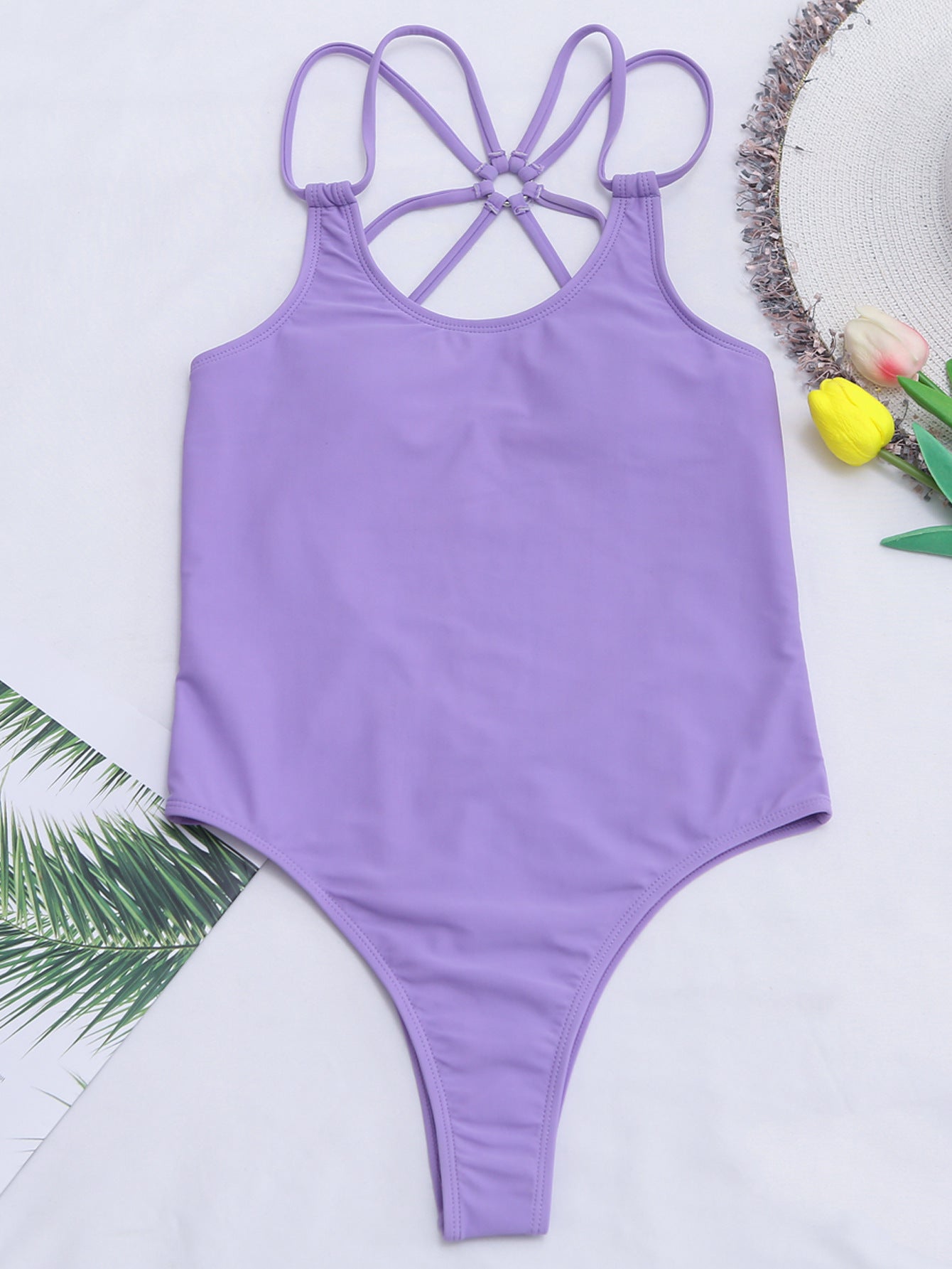 Women Summer Solid Color One Piece Swimsuit Sexy Bikini