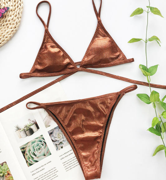 Bikini Sexy Minimalist Bikini Popular Rib Fabric Swimsuit Women Fission Swimsuit