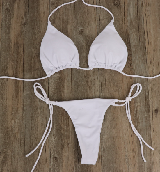 Bikini Solid Color Swimsuit Strap Sexy Polyester Fabric Chest Pad