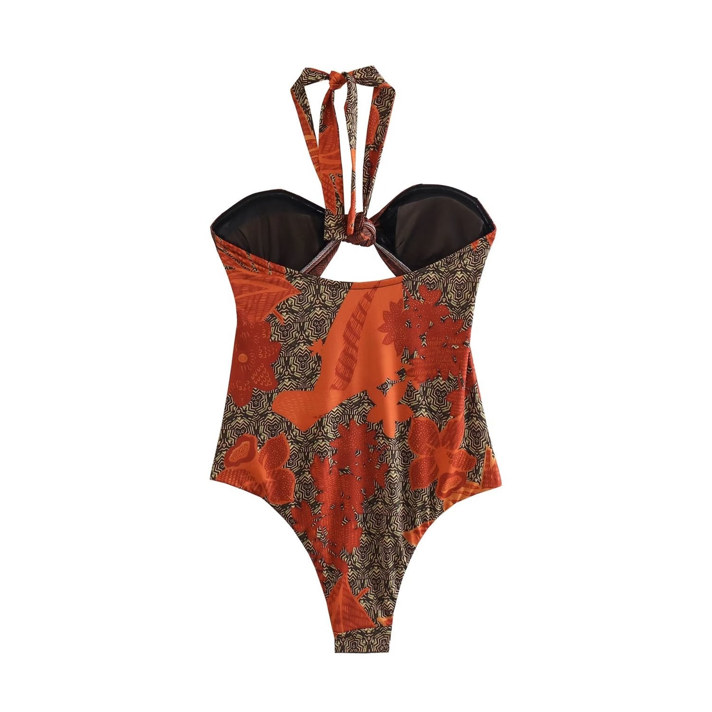 Women Women Printed One Word Wrapped Chest Swimsuit One Piece Suit