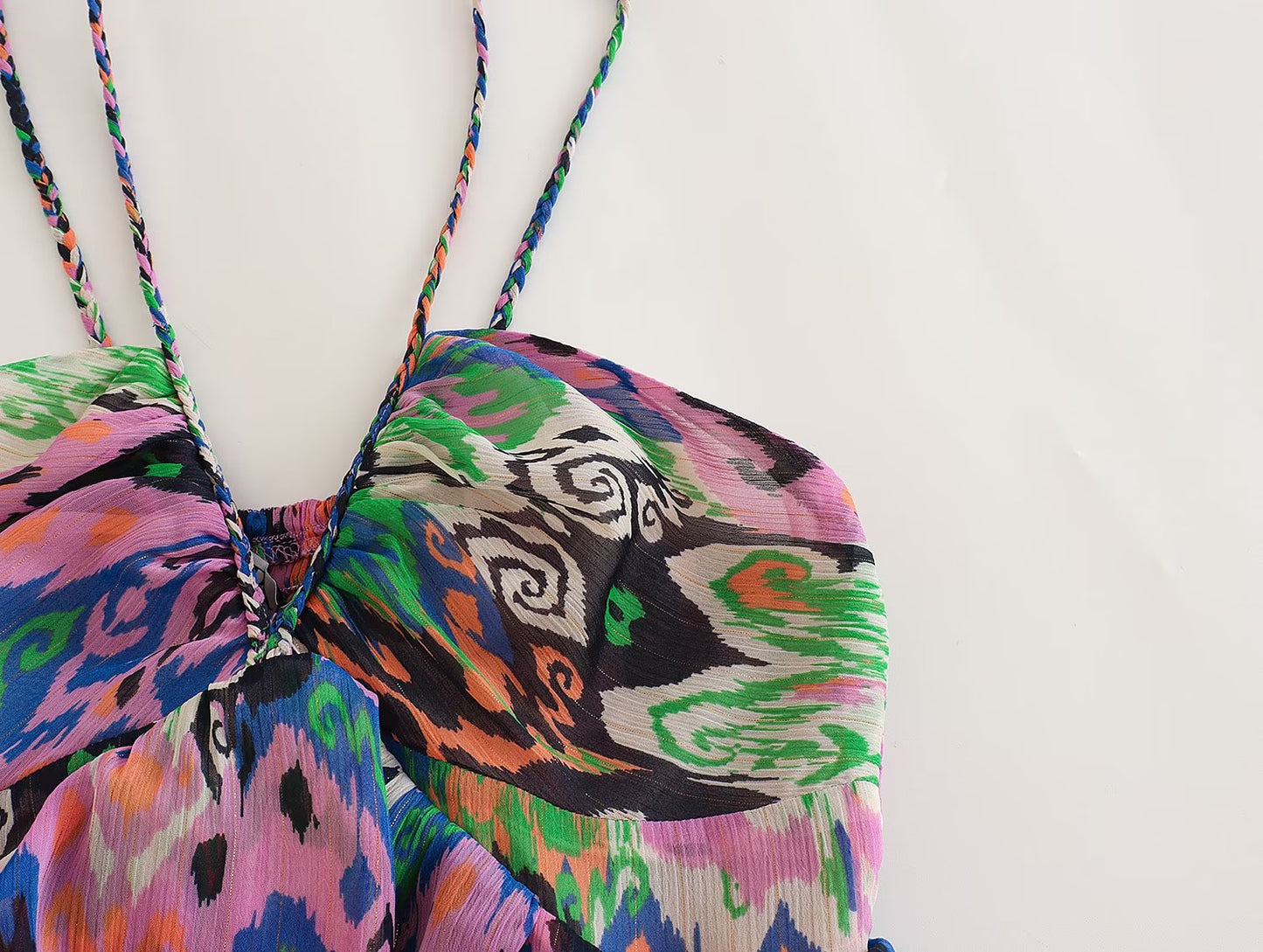 Summer Women Clothing Sling Laminated Decoration Printed Underwear Dress Short Dress