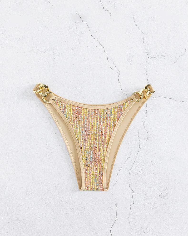 Women Swimsuit Bikini Sexy Sequined Lace Up Gold Bikini Swimsuit