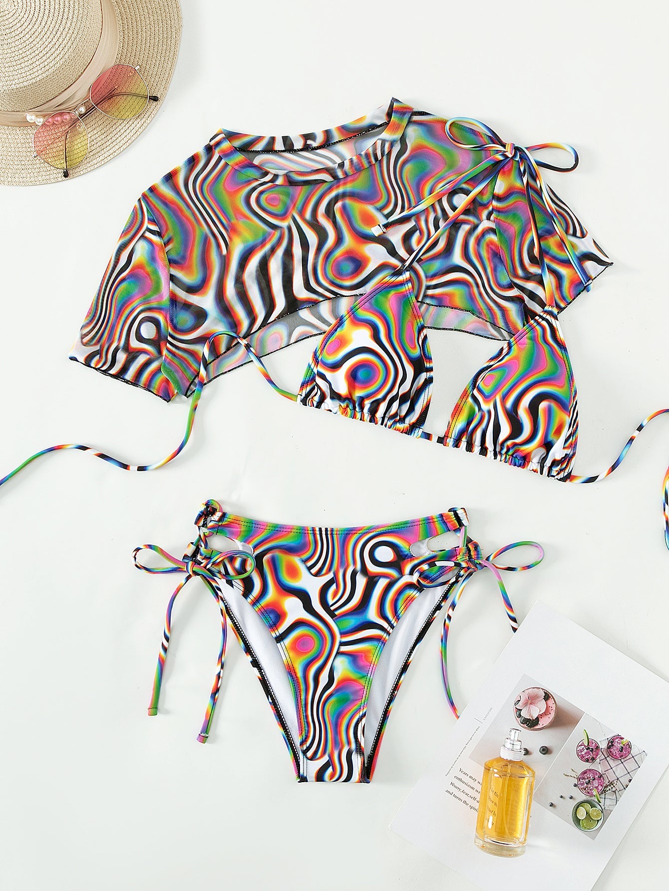 Swimsuit Women Sexy Bikini Rope Mesh Wansheng Colorful Bikini Swimsuit