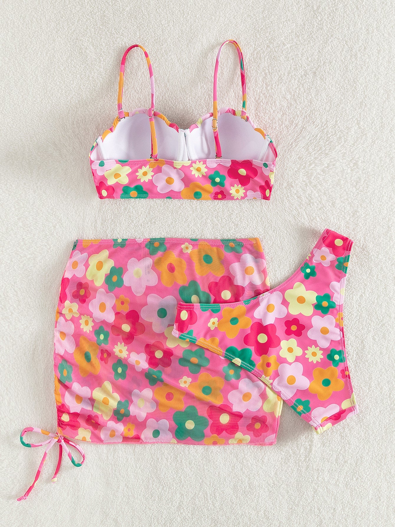 Swimsuit Women Split Bikini Gathering Steel Bracket Short Skirt Three Piece Swimsuit