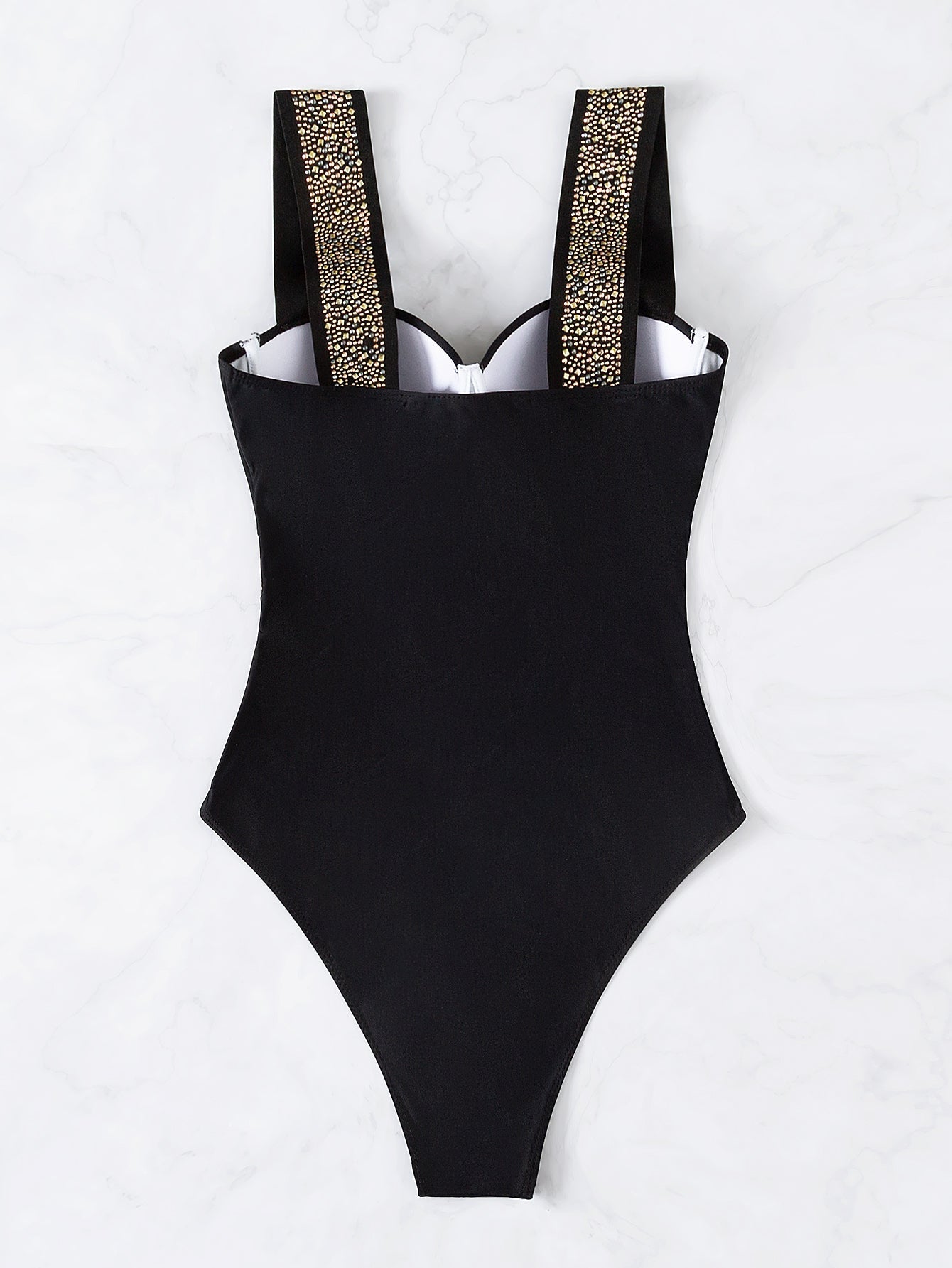Ladies Swimsuit One Piece Inlaid Diamond Steel Bracket Push up Swimsuit
