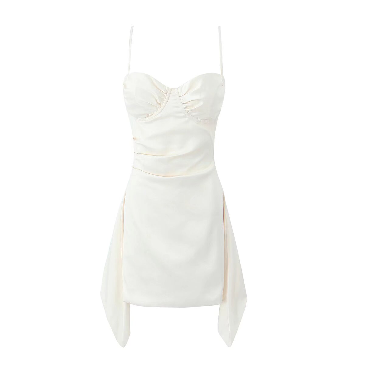 Spring Solid Color Cami Dress Side Slit Backless Sexy Dress