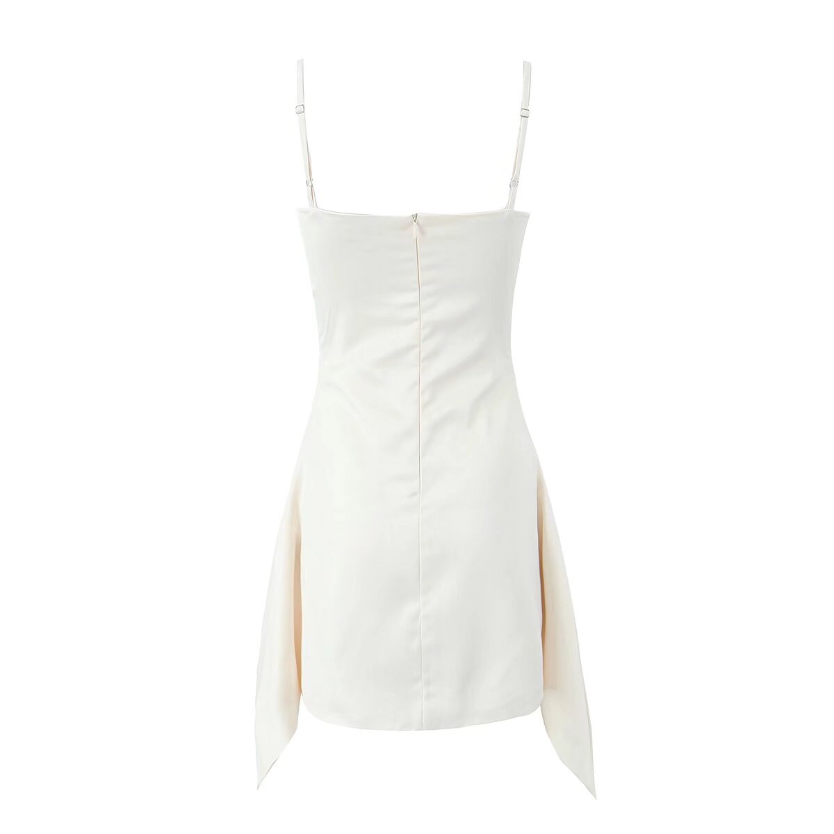 Spring Solid Color Cami Dress Side Slit Backless Sexy Dress