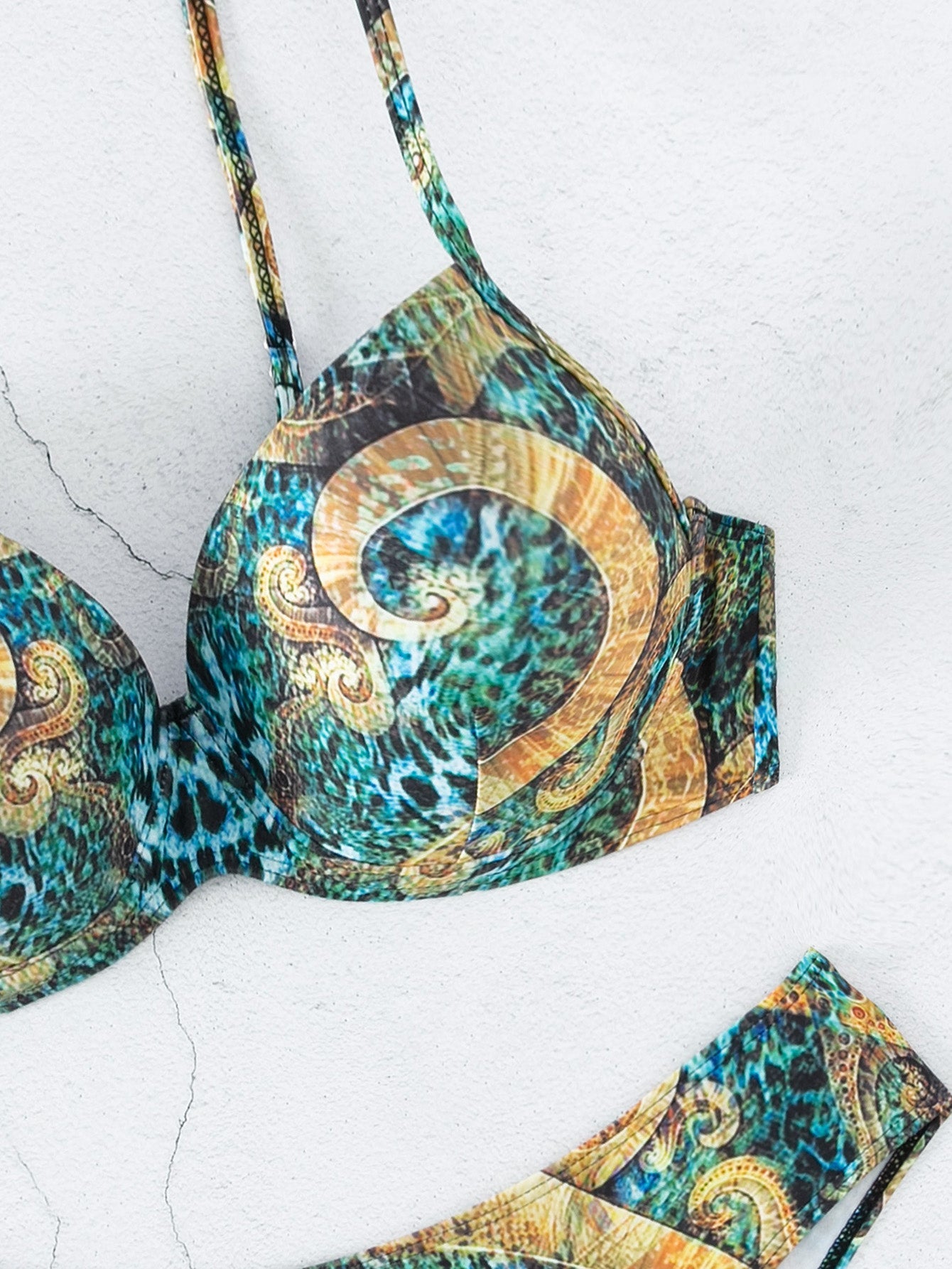 Bikini Gathering Steel Bracket Tribal Totem Printed Sexy Bikini Swimwear