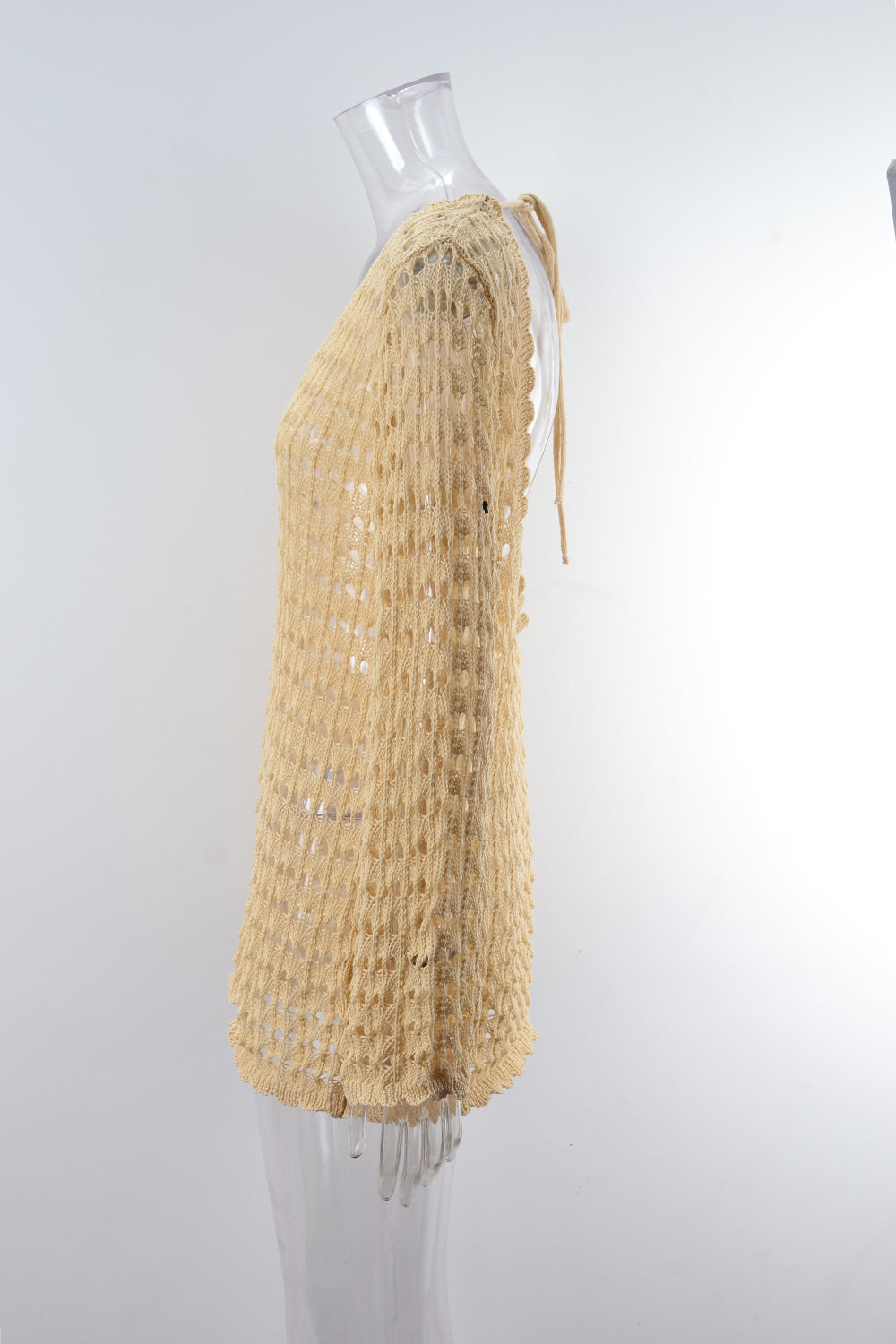 Summer Women Clothing Beach Shirt Hollow Out Cutout Long Sleeve Seaside Vacation Swimsuit Sun Protective Blouse