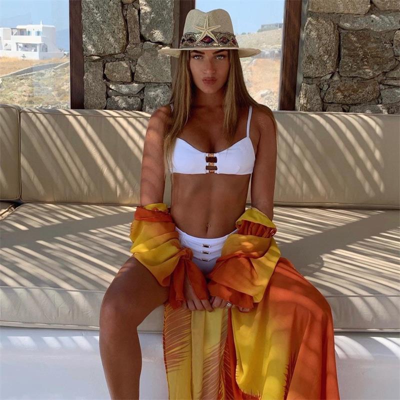 Bikini Solid Color Split Swimsuit Women Sexy Bikini Swimsuit