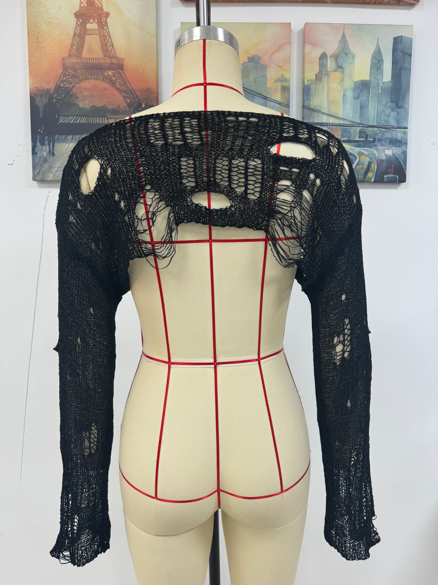 Spring Summer Beach Cover Up Solid Color Ultra Short Bell Sleeve Women Knitwear