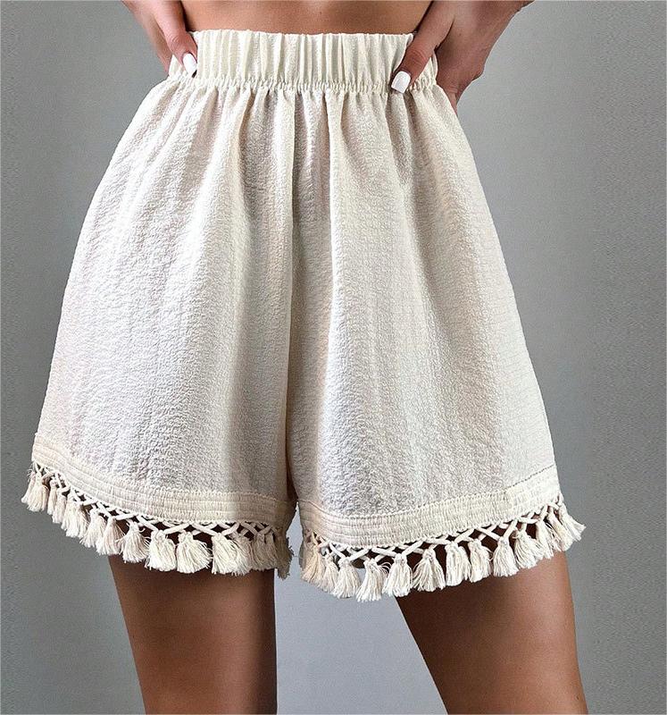 Beach Pants Lace Stitching Elastic Waistband Shorts Sexy Sexy Solid Color Beach Swim Trunks