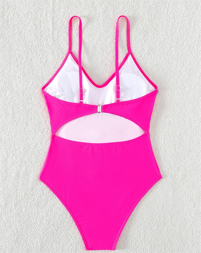 African One Piece Swimsuit Women Solid Color Tassle Strap Swimming Swimsuit