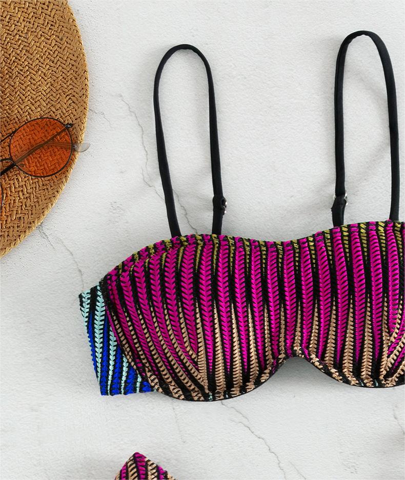 Bikini Corrugated Strip Sexy Bikini Split Swimsuit Steel Support Swimsuit