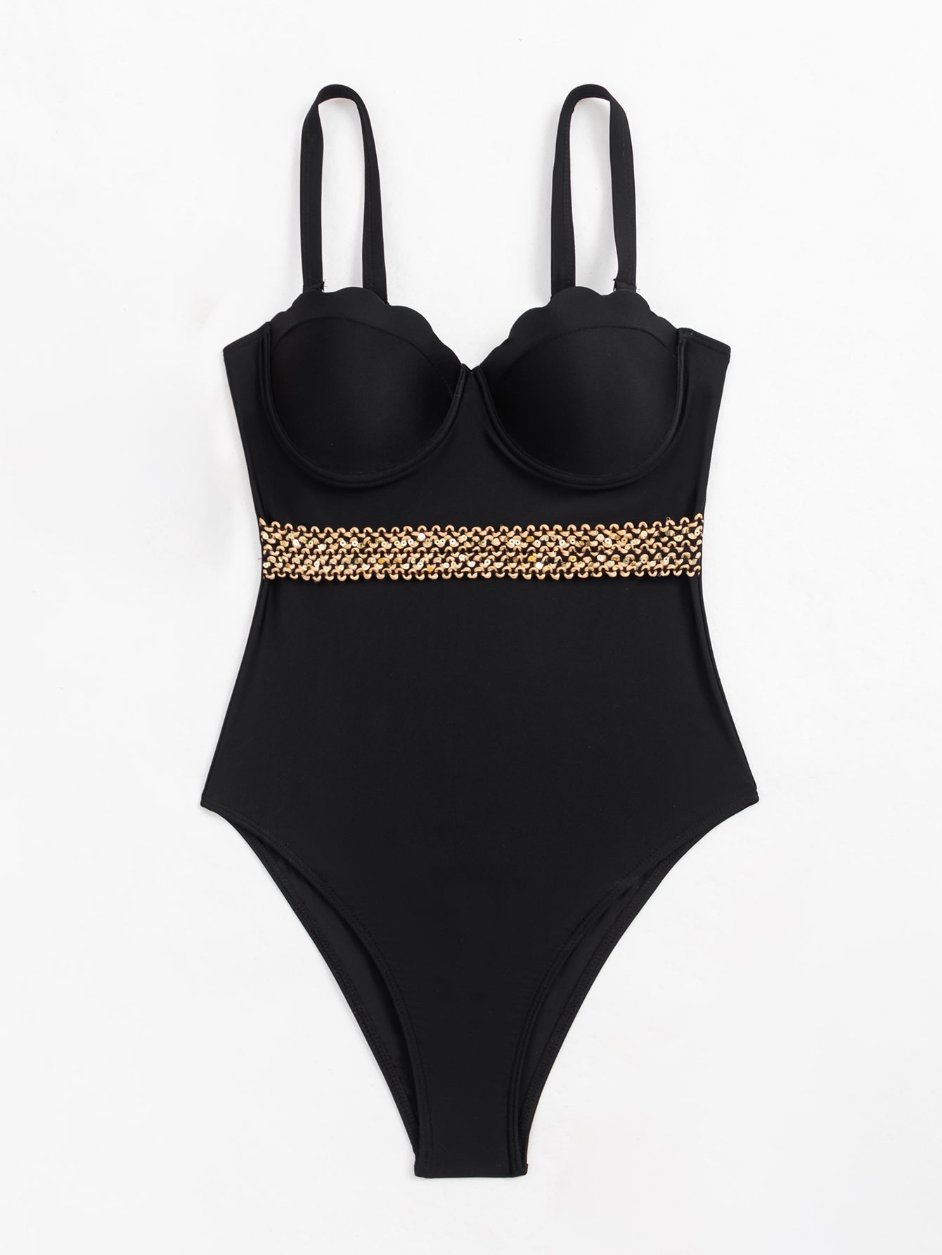 Swimsuit Women Sexy Siamese Push Up Sling Solid Color Swimsuit