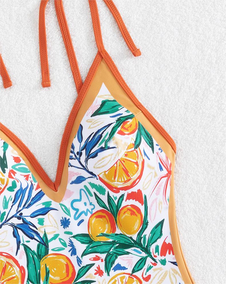 One Piece Swimsuit Sexy Suspenders Backless One Piece Printing Swimsuit Swimsuit