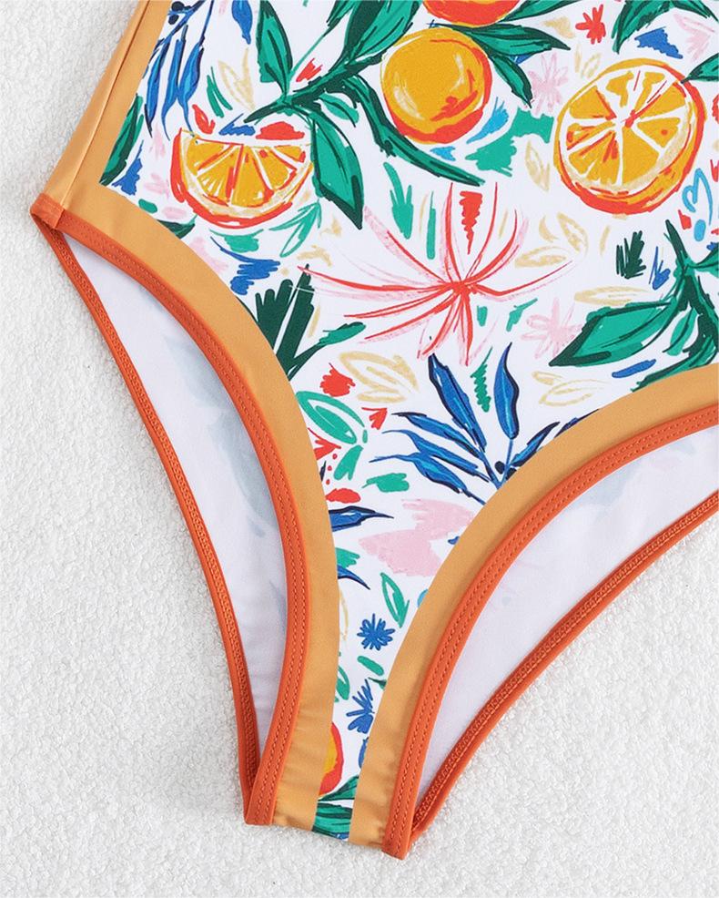 One Piece Swimsuit Sexy Suspenders Backless One Piece Printing Swimsuit Swimsuit