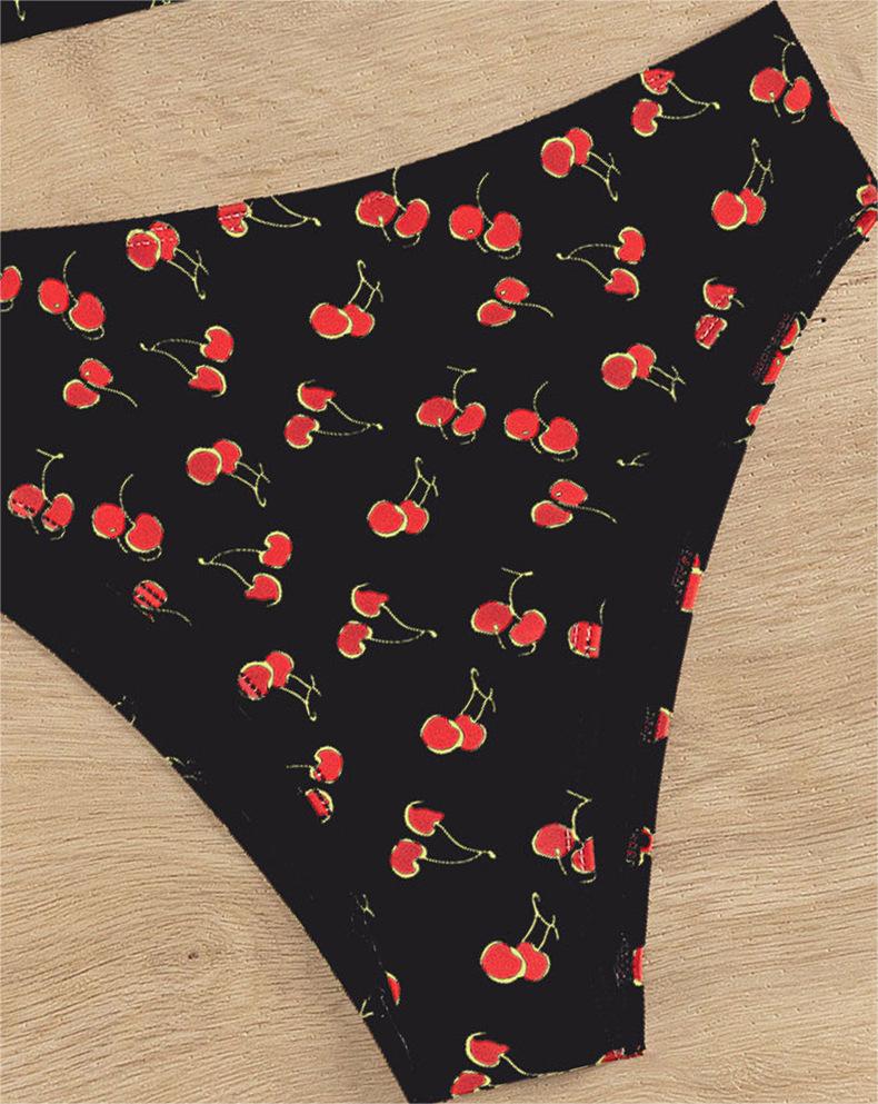 Bikini Sexy Fruit High Waist Bikini Bow Lace Up Swimsuit