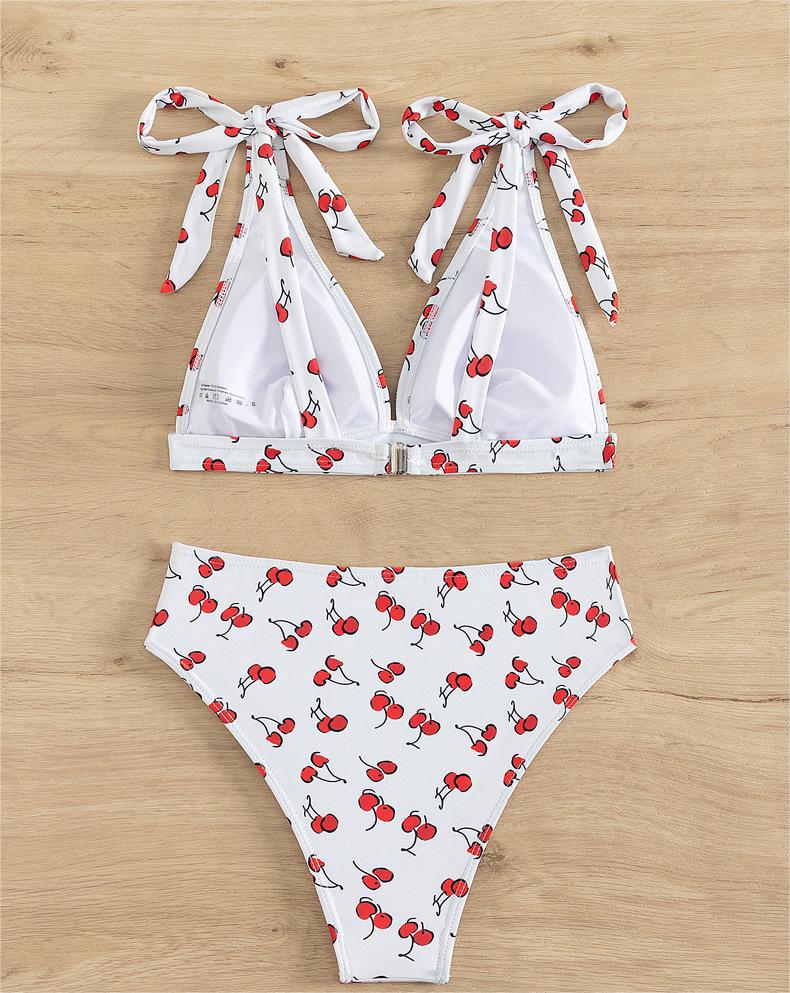 Bikini Sexy Fruit High Waist Bikini Bow Lace Up Swimsuit