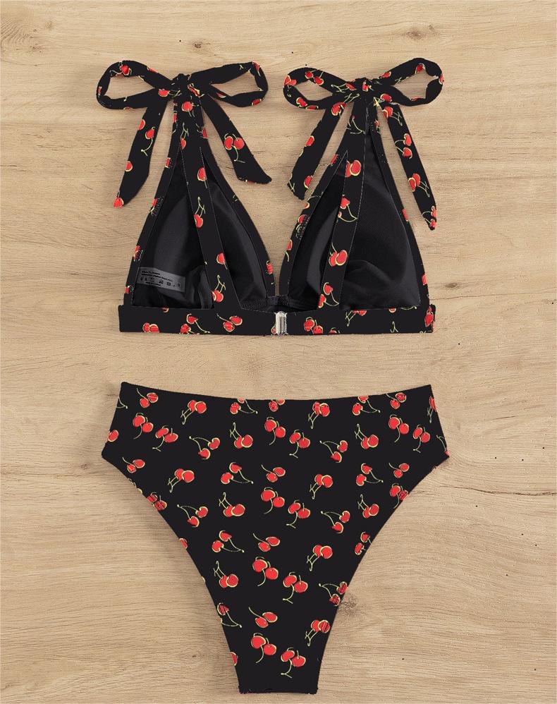 Bikini Sexy Fruit High Waist Bikini Bow Lace Up Swimsuit
