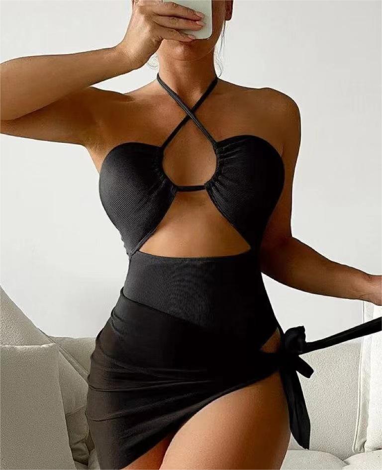 Sexy Triangle One Piece Bikini Bikini Small Pit Mesh Skirt Two Piece Women Swimsuit