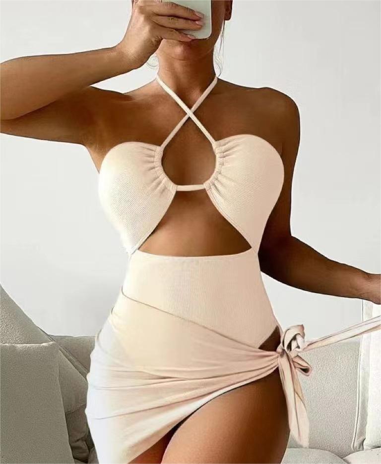 Sexy Triangle One Piece Bikini Bikini Small Pit Mesh Skirt Two Piece Women Swimsuit