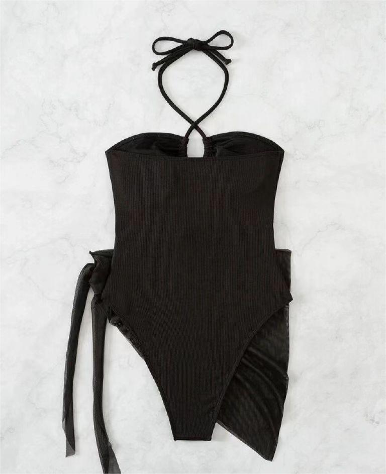 Sexy Triangle One Piece Bikini Bikini Small Pit Mesh Skirt Two Piece Women Swimsuit