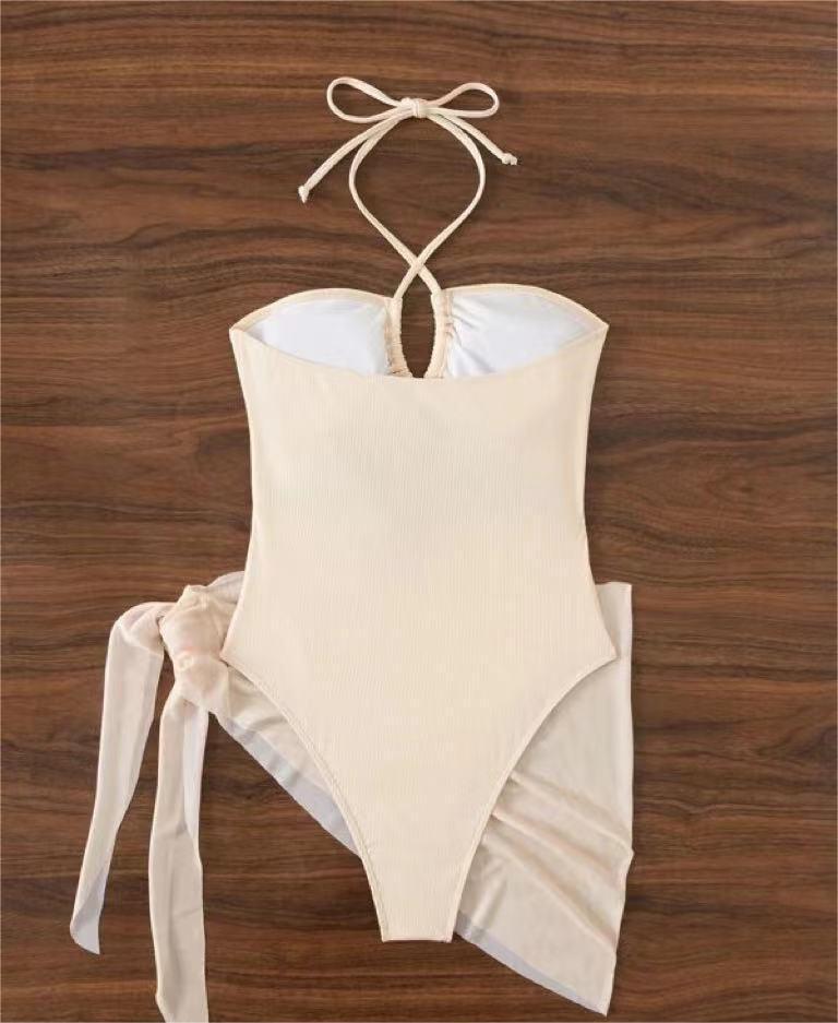 Sexy Triangle One Piece Bikini Bikini Small Pit Mesh Skirt Two Piece Women Swimsuit