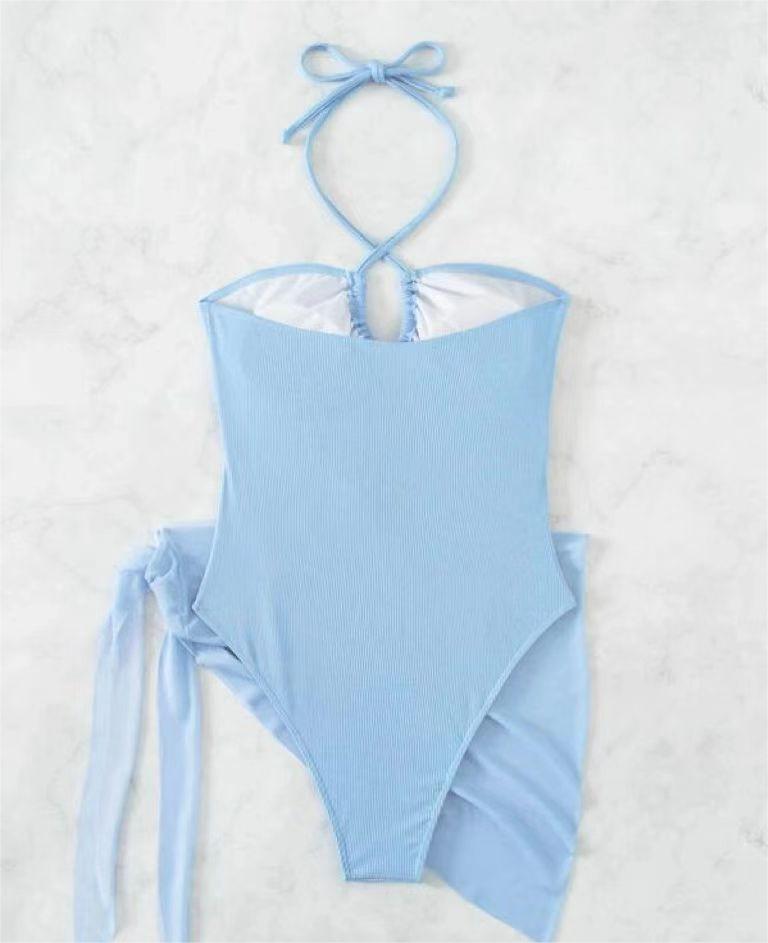 Sexy Triangle One Piece Bikini Bikini Small Pit Mesh Skirt Two Piece Women Swimsuit