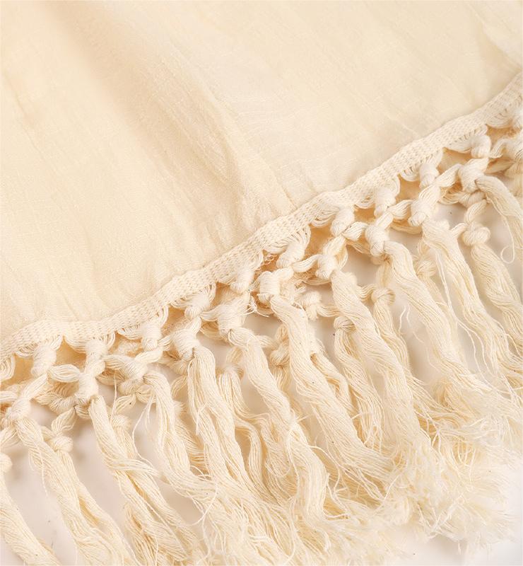 Beach Cover Up Two Piece Set Sexy Beach Suit Solid Color Tassel Beach Cover Up