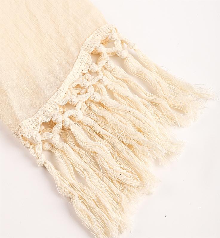 Beach Cover Up Two Piece Set Sexy Beach Suit Solid Color Tassel Beach Cover Up