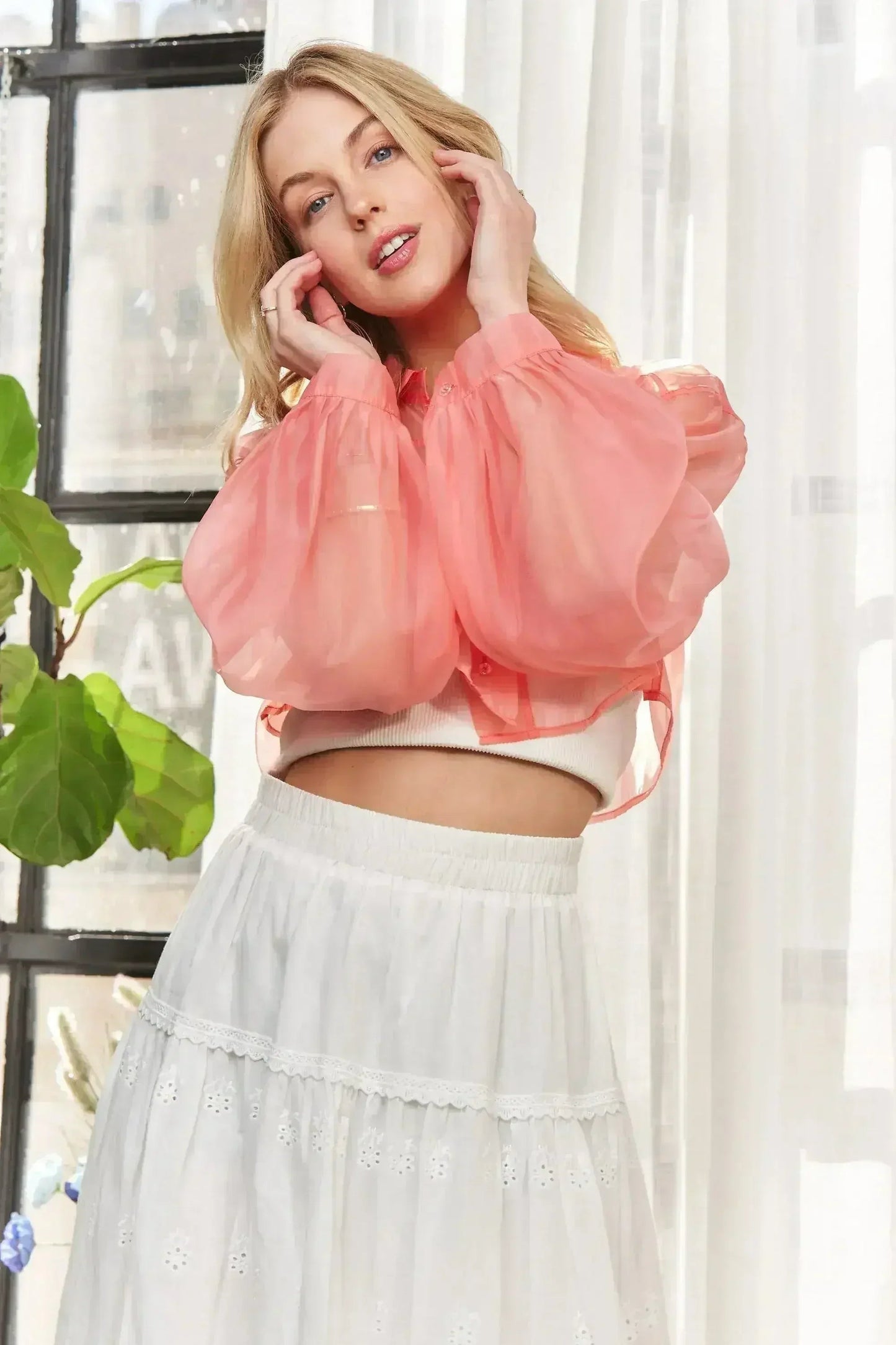ADORA See Through Crop Shirt