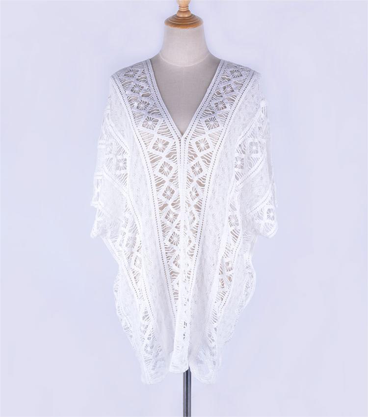 Cotton Hollow Out Cutout Sweater Spring Vacation Loose Bikini Cover Up Swimsuit Blouse Beach Sun Protection Clothing Crochet hook