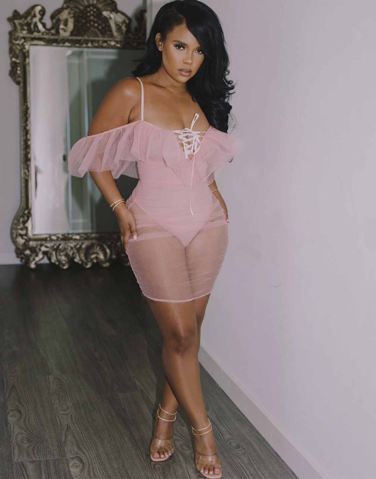 Women Clothing Jumpsuit Swimsuit Mesh Stitching Sleeveless Tight Sexy Sexy