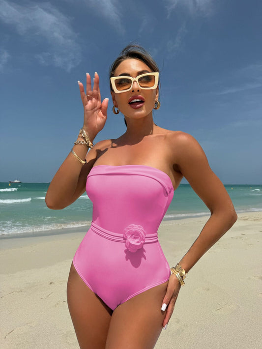 One Piece Multi Wear Drawstring Strap Small Floral Swimwear Swimsuit Bikini