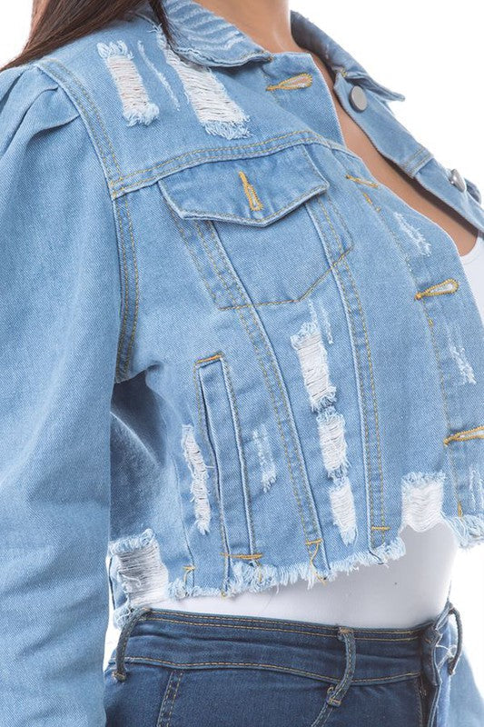 WOMEN FASHION DENIM CROP JACKET