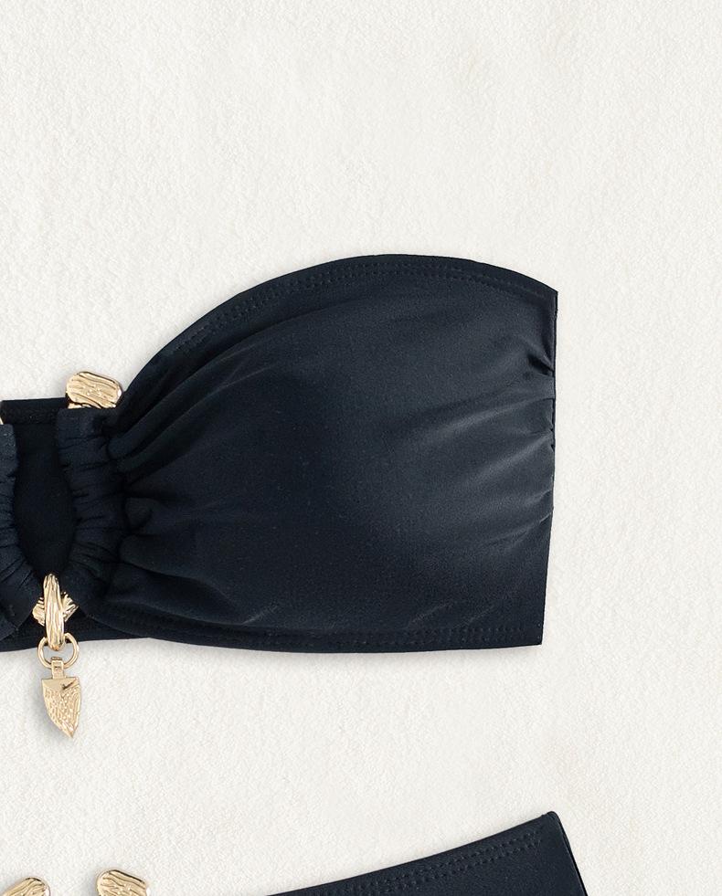 Solid Color Tube Top Bikini Sexy Split Swimsuit Set Women Bikini Swimsuit