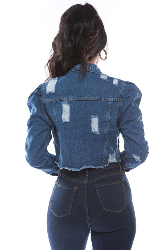 WOMEN FASHION DENIM CROP JACKET