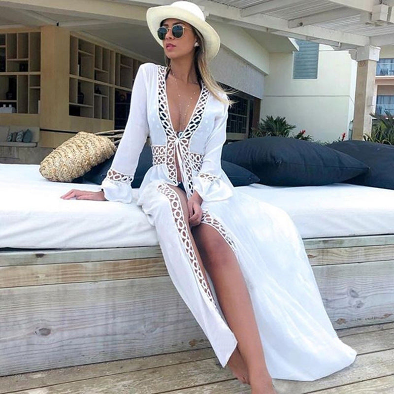 Lace Cardigan Sun Protection Clothing Beach Jacket Swimsuit Bikini Cover-up Blouse