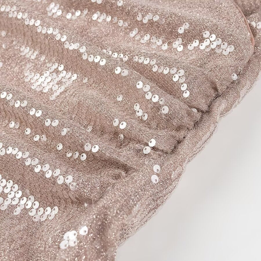 Women French Sequin Pleated Halter Dress