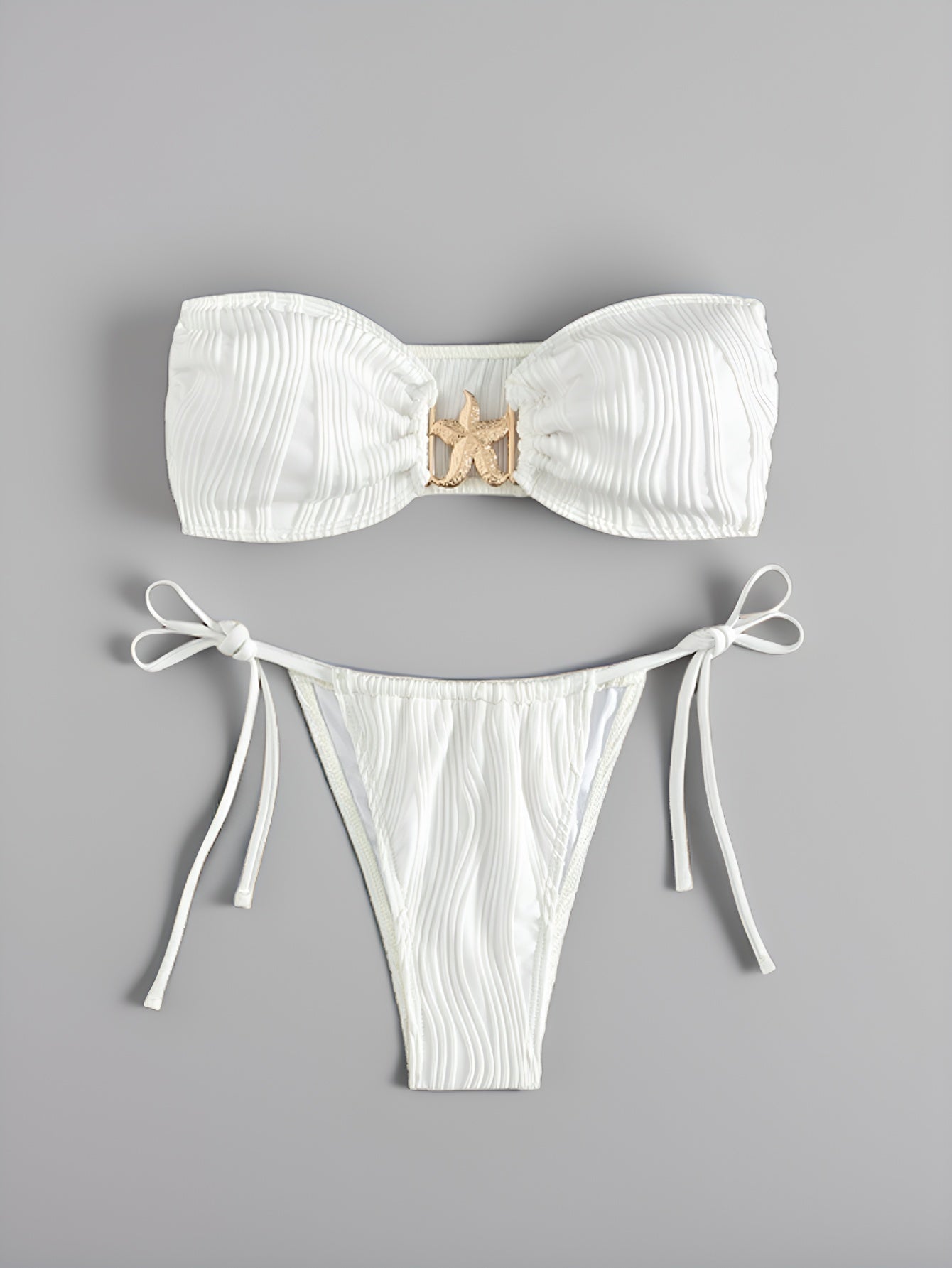 Bikini Sexy Bikini Solid Color Tube Top Split Swimsuit Lace up Swimwear