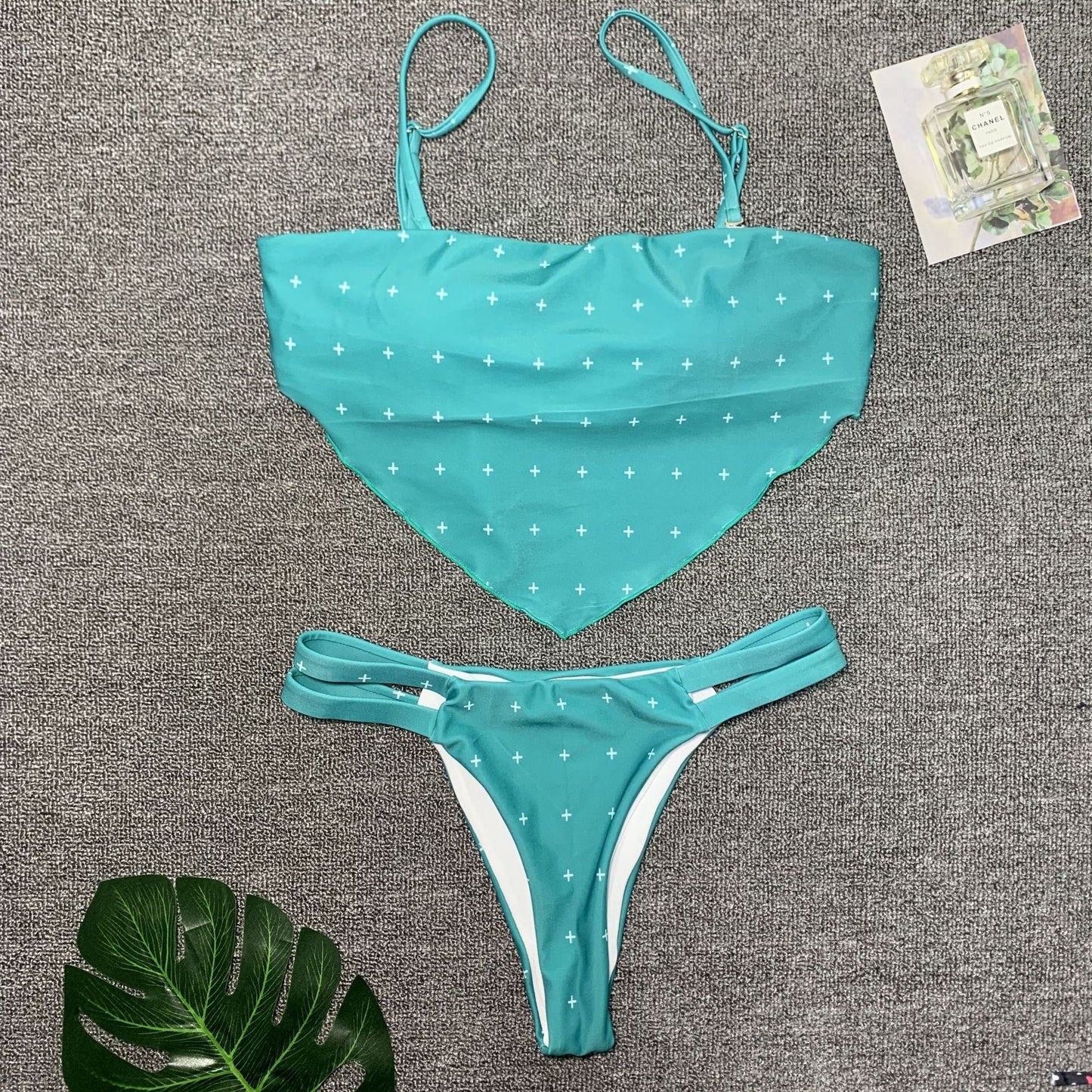 Swimsuit Chest Pocket Printed Bikini Sexy Women Multi-color Split Swimsuit