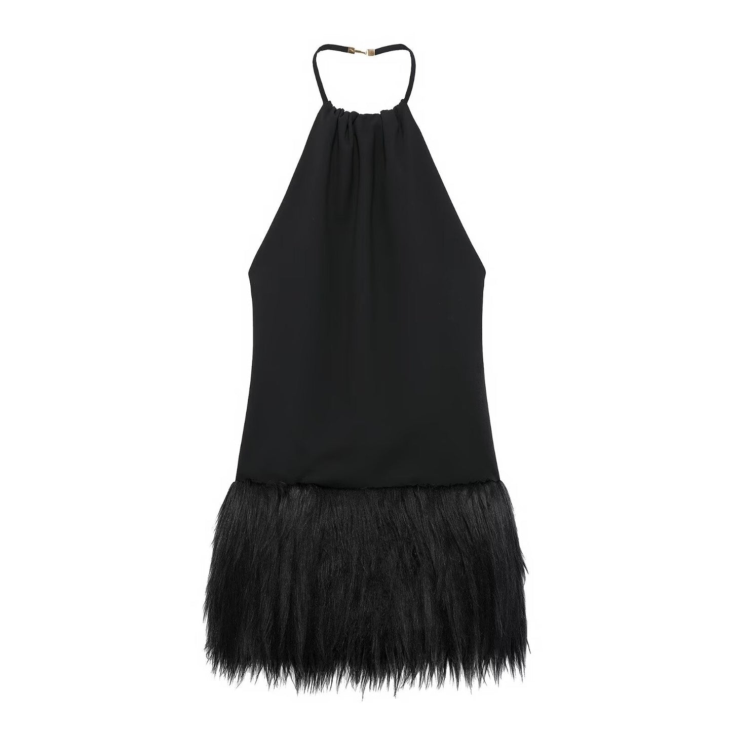 Women French Simple Fur Making Effect Dress